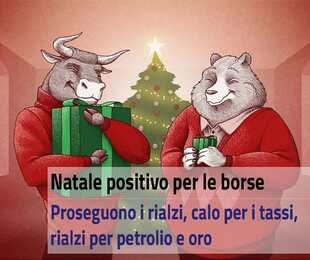 Borse in rialzo a Natale tassi in calo petrolio e