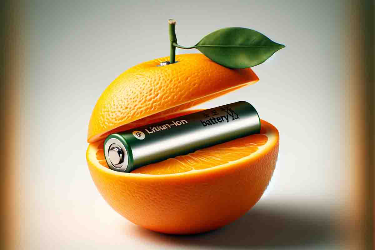 Batterie riciclate dalle arance