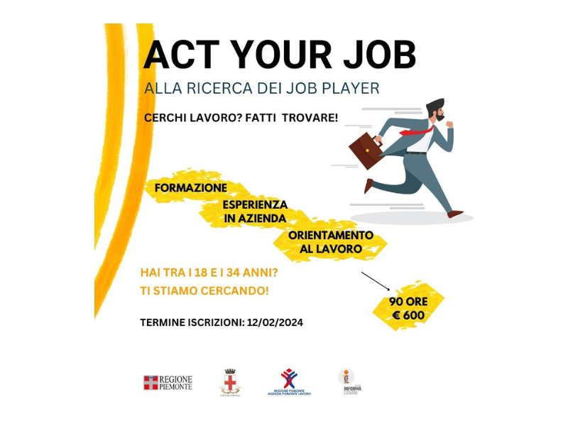 Premio da 600E per 15 giovani nel progetto Act Your