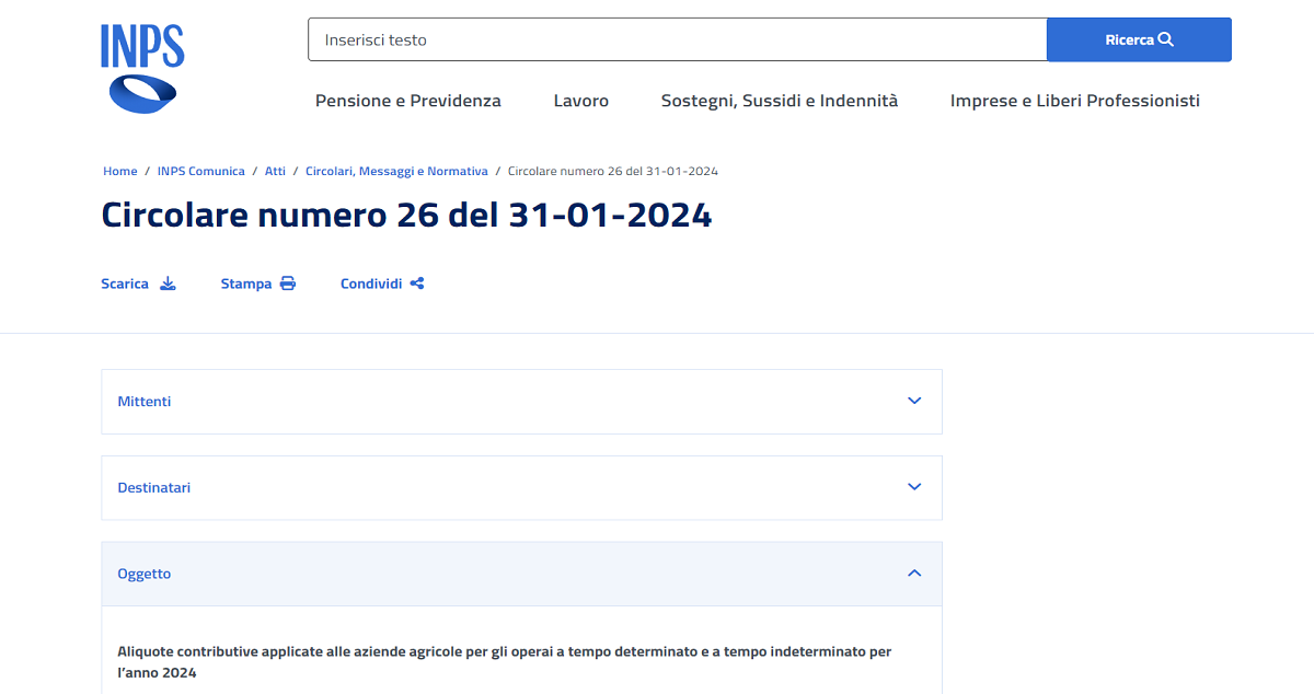 INPS 2024 nuove aliquote per aziende agricole