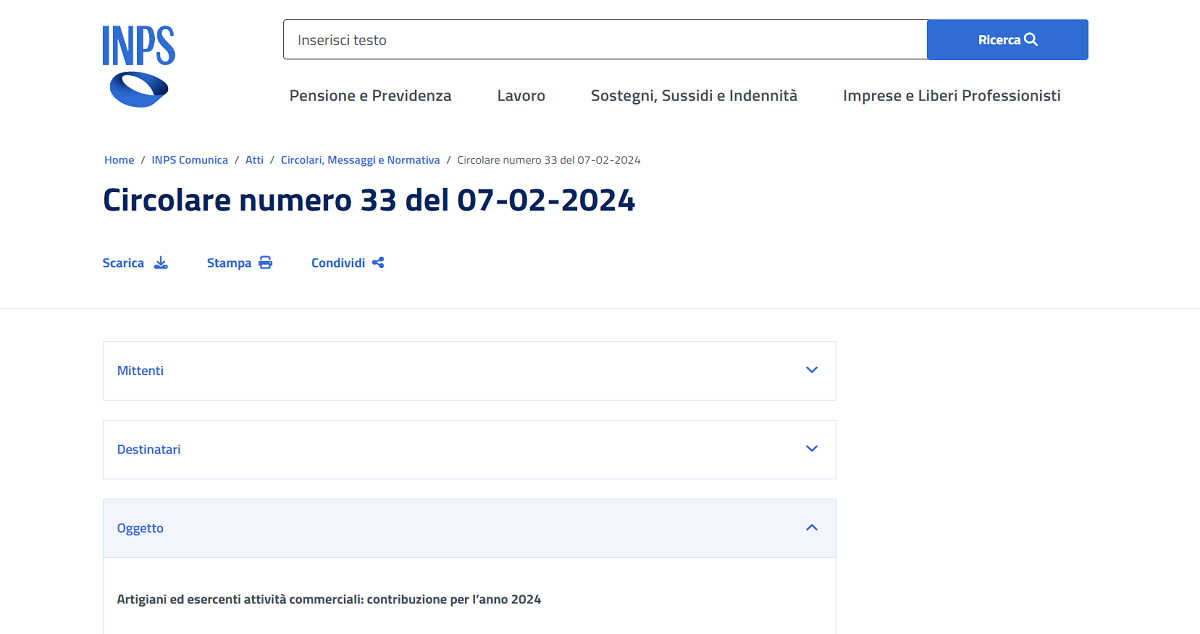 INPS artigiani e commercianti 2024 aliquote e scadenze