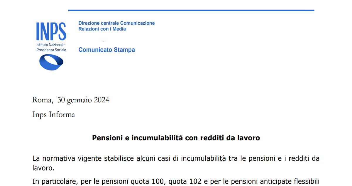 Pensione anticipata e reddito da lavoro possibile cumulo INPS spiega